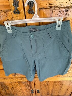 Prana Slate Green Women's Outdoor Shorts with Patch Pockets